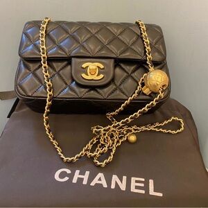 Chanel Black Quilted Crossbody with Gold Chain